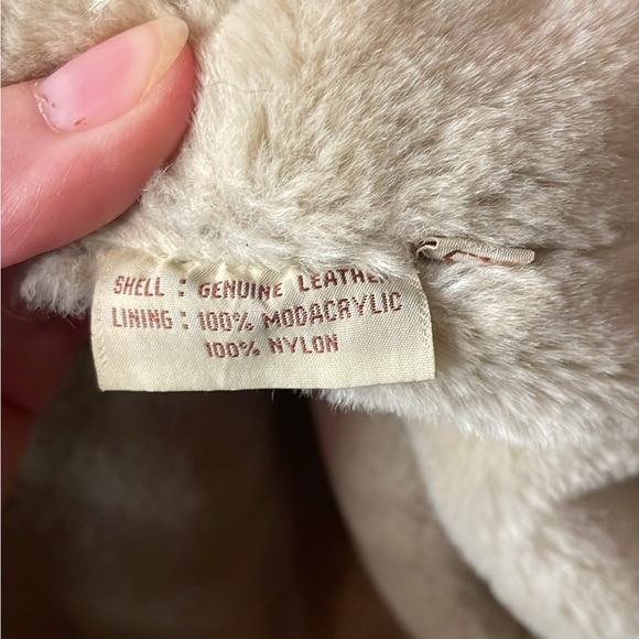 Vintage Winlit Tan Cream Suede Leather Faux Fur Lined Coat with hood - Picture 8 of 12